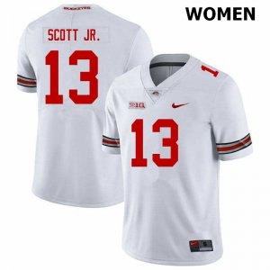 Women's Ohio State Buckeyes #13 Gee Scott Jr. White Nike NCAA College Football Jersey Supply JUK3644KB